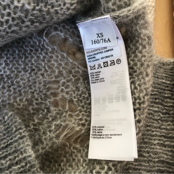All Saints light gray crew sweater - Picture 8 of 8